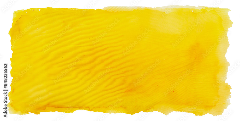 Wall mural abstract background of yellow watercolor painted paper texture isolated on transparent