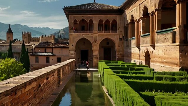 Gardens and Architecture of the Alhambra Palace in Granada, Spain