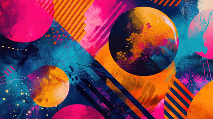 Promotional banner for an event with vibrant visuals and bold text