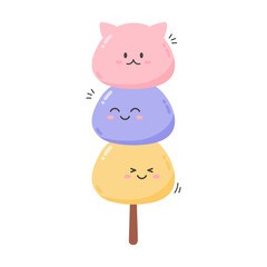 Funny kawaii Japan tradition sweet mochi dango