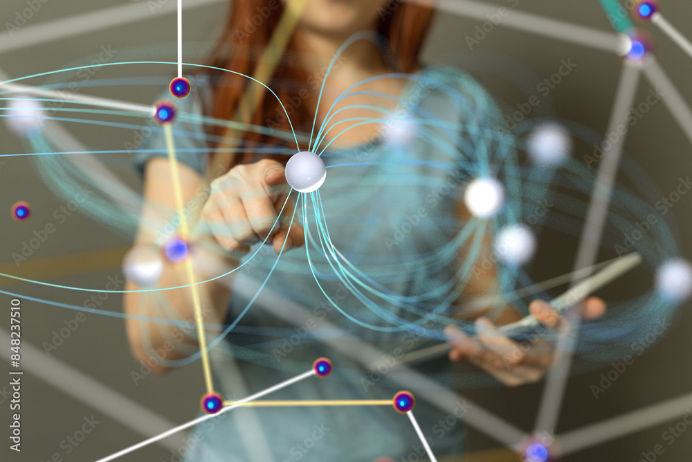 Poster conference digital network and data concept 3d