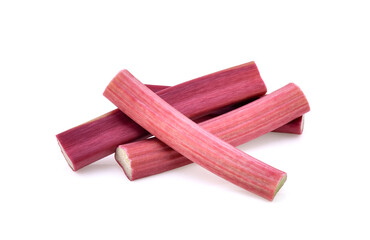 rhubarb stalks isolated on a white background