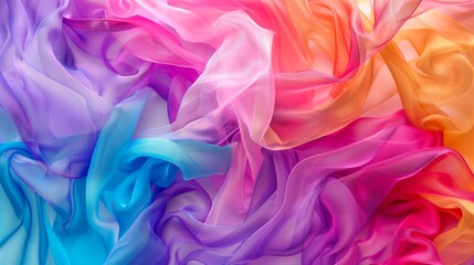 Colorful silk fabric texture in vibrant pink, orange, and blue hues