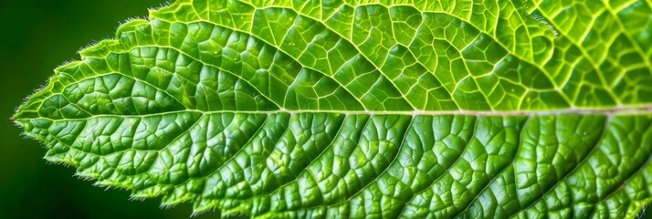 Fototapeta premium Detailed close up of green leaf veins revealing intricate and mesmerizing patterns