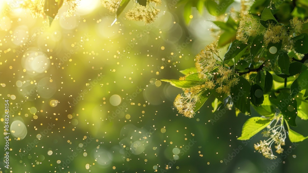Poster a tree with leaves that are covered in a light dusting of pollen