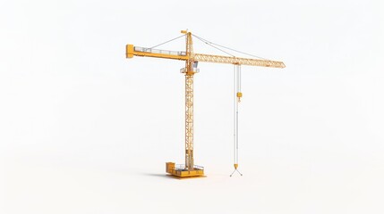 A tower crane is presented in a 3D illustration isolated on a white background