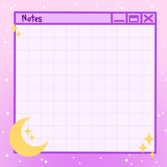 Note paper purple moon star