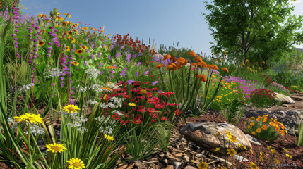 Wildflower garden with a variety of native plants