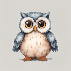 Obraz premium watercolor image of a cute forest owl