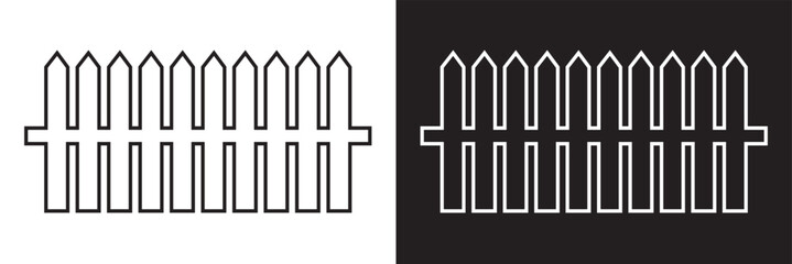 Wooden fence. Simple silhouette design isolated on white and black background. EPS 10