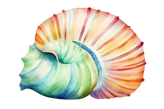 A seashell clipart, summer element, watercolor illustration, isolated