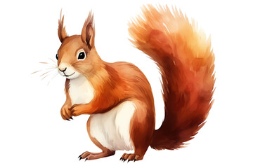 A cute squirrel clipart, animal element, watercolor illustration, isolated © Nisit