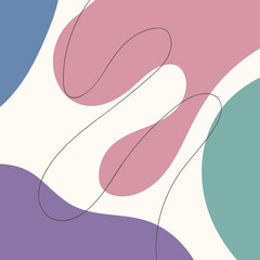 ABSTRACT BACKGROUND WITH HAND DRAWN BLOB SHAPES AND LINES PASTEL FLAT COLOR VECTOR DESIGN TEMPLATE FOR WALLPAPER, COVER DESIGN, HOMEPAGE DESIGN, GRRETING CARD