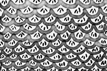 Abstract bubbles snake fish animal drawing bold black white pattern scales ornament dots animalistic skin ink watercolor