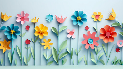 Obraz premium Multicolored flowers cut paper art