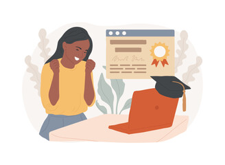 Get a digital diploma isolated cartoon vector illustrations.