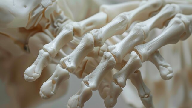 Intricate and detailed image of a human hand bones.