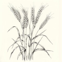 Fototapeta premium Line art drawing of wheat ear