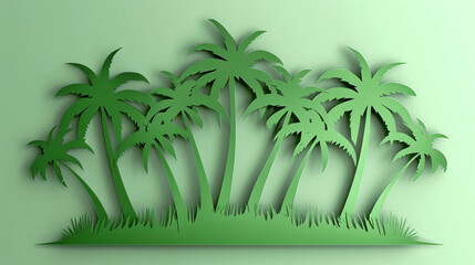 Tropical palm tree cut paper art