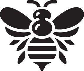 Obraz premium Simple Black and White Bee Illustration with an isolated white background.