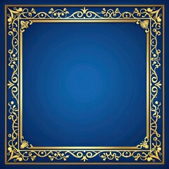 elegant blue background with golden ornamental frame, blue and gold border frame vector for elegant graduation certificates