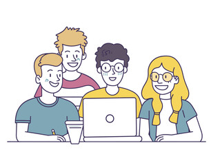 white background, A developer mentoring junior team members., very simple and isolate in the style of animated illustrations, white background