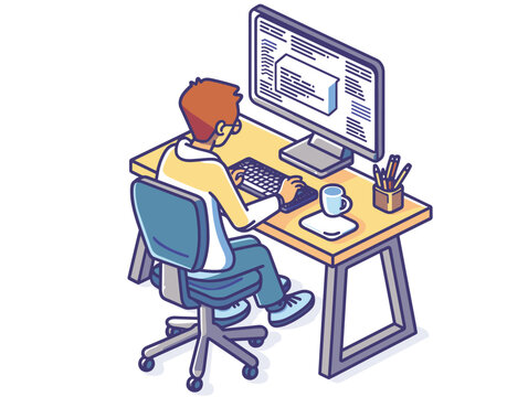 white background, A finance leader analyzing competitor financial data., very simple and isolate in the style of animated illustrations, white background