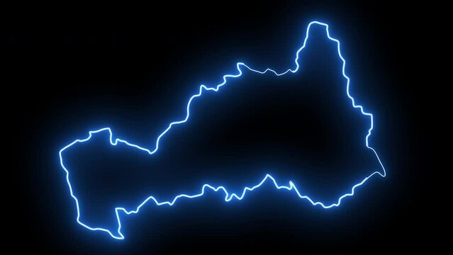 map of Pasco in Washington with a blue glowing neon effect