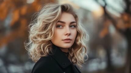 Naklejka premium Beautiful blonde with curly hair
