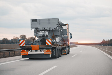 Heavy Lift Flatbed Truck With Out Of Gauge Cargo
