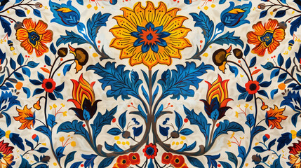 The floral pattern with floral motifs, presented in the fall collection, enriched with elements of Mughal art, is an expression of elegance and sophistication.