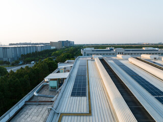 view of solar power panels on rooftop