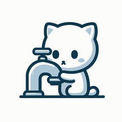 Cat drinking from a faucet