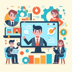 illustration business meeting in office