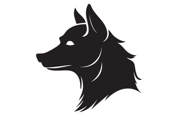 A black and white drawing of a dog's head