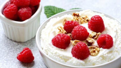 Cottage Cheese with Raspberries.