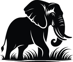  A vector silhouette image of a Elephant