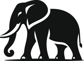  A vector silhouette image of a Elephant