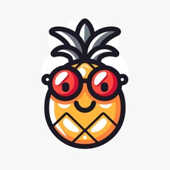 Naklejka premium Pineapple with Sunglasses and Friends Text isolated on transparent, flat vector, simple, minimalistic, clipart, vector, resolution, tshirt, template