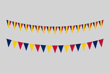 Flags isolated. Chad paper bunting. flags birthday, anniversary, celebrate event.