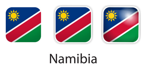 Namibia flag vector icons set in the shape of rounded square