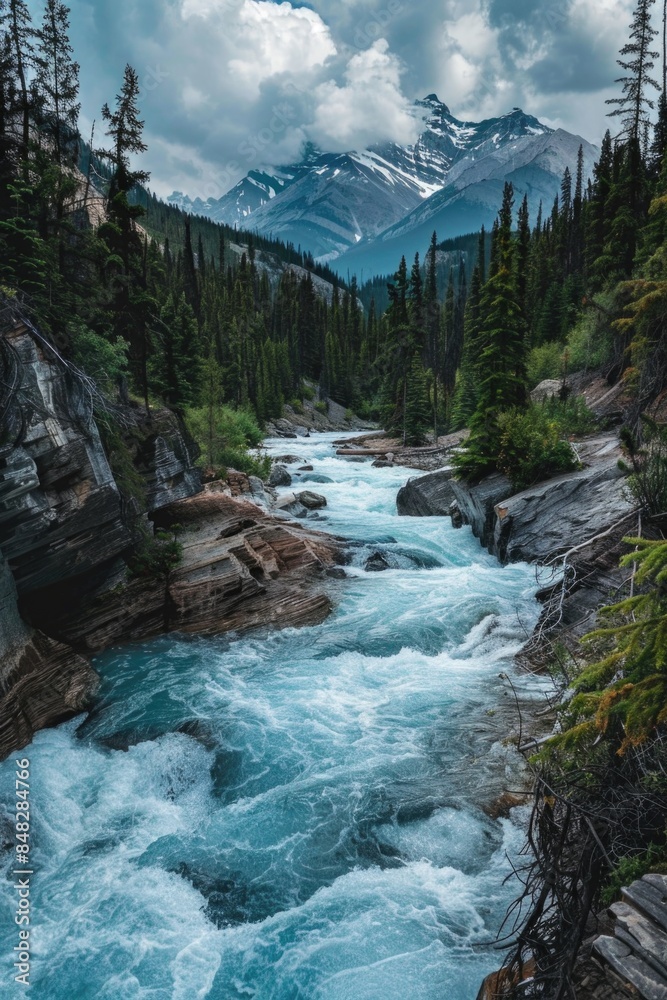 Canvas Prints river flowing through forest