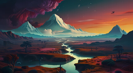 Fantasy surreal landscape Background
