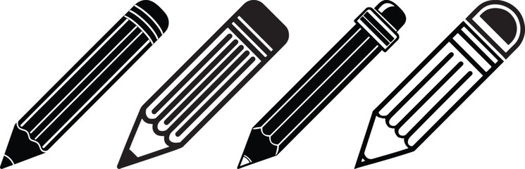 set of pen silhouette vector