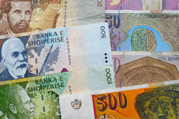Stack of Albanian Lek and Macedonian denar
