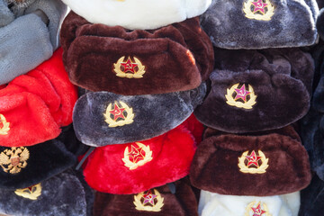 Stack of soviet hats