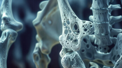 Close-up of bone structure depicting osteoporosis effects