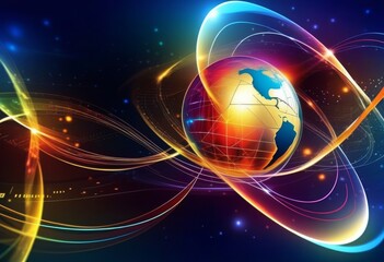 Obraz premium An abstract background with lines and shapes representing global technology and business.