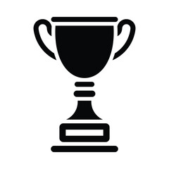 Trophy vector icon. Winner cup sign. Black silhouette. First place symbol. Achievement and Success in Competitive Events.
