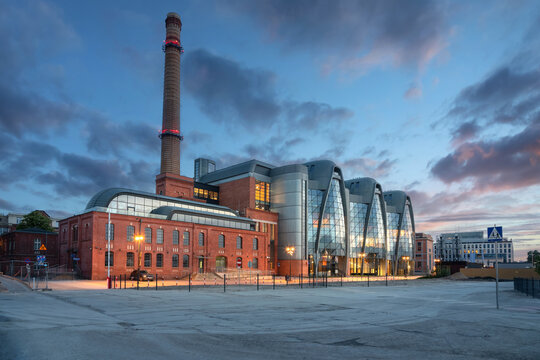 Lodz, Poland. View of former thermal power plant converted into a public space